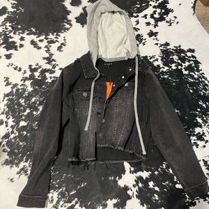 NWT Risen Black Denim Hoodie Jacket